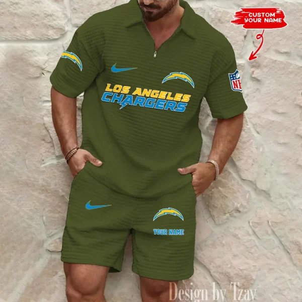 Los Angeles Chargers Men's Waffle Knit Short Sleeve Slim Fit Soft Summer And Shorts BSPTWHZSS297