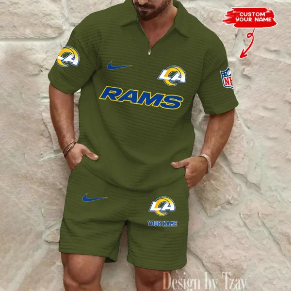Los Angeles Rams Men's Waffle Knit Short Sleeve Slim Fit Soft Summer And Shorts BSPTWHZSS298