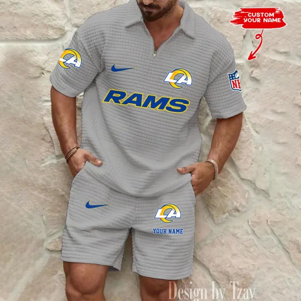 Los Angeles Rams Men's Waffle Knit Short Sleeve Slim Fit Soft Summer And Shorts BSPTWHZSS298 - Image 2