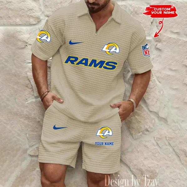 Los Angeles Rams Men's Waffle Knit Short Sleeve Slim Fit Soft Summer And Shorts BSPTWHZSS298 - Image 3