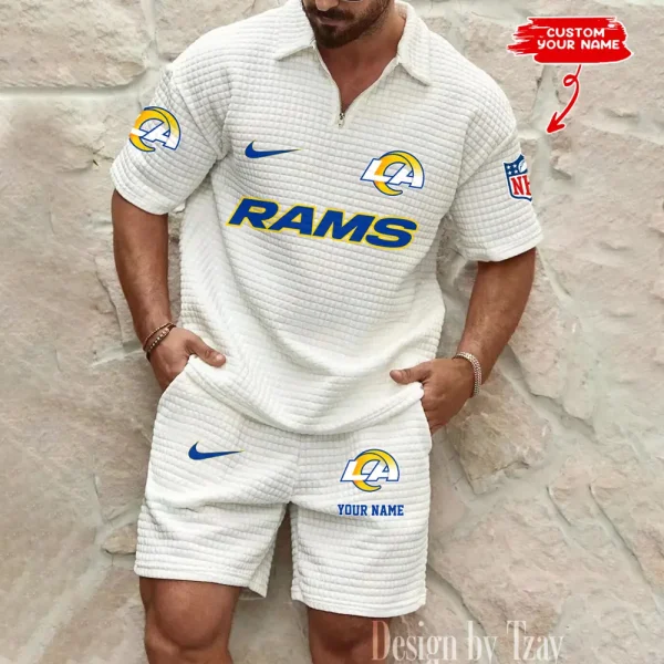Los Angeles Rams Men's Waffle Knit Short Sleeve Slim Fit Soft Summer And Shorts BSPTWHZSS298 - Image 4