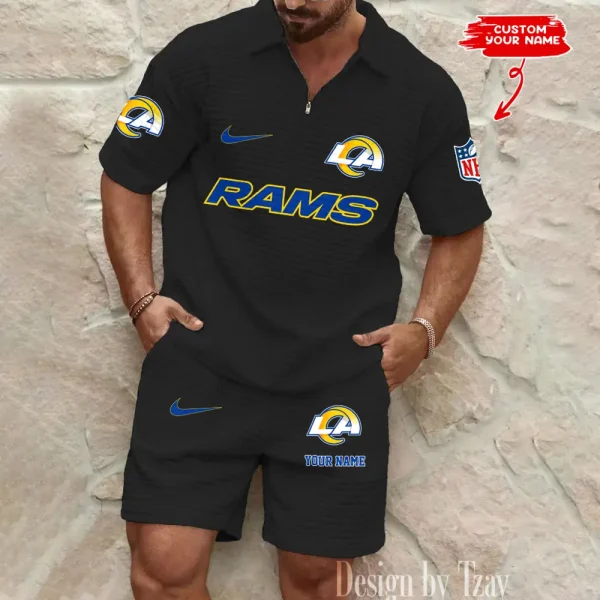 Los Angeles Rams Men's Waffle Knit Short Sleeve Slim Fit Soft Summer And Shorts BSPTWHZSS298 - Image 5
