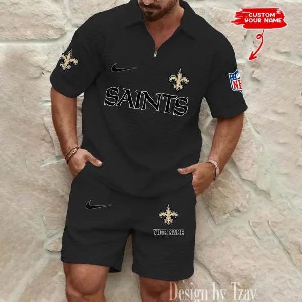New Orleans Saints Men's Waffle Knit Short Sleeve Slim Fit Soft Summer And Shorts BSPTWHZSS302 - Image 3