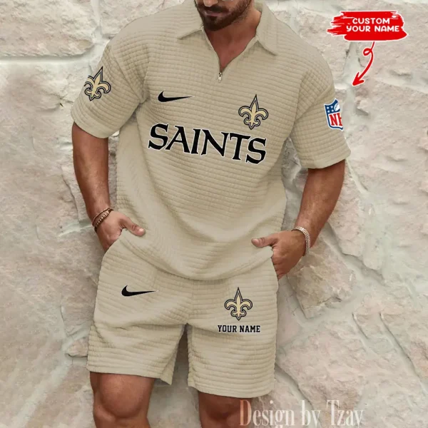 New Orleans Saints Men's Waffle Knit Short Sleeve Slim Fit Soft Summer And Shorts BSPTWHZSS302 - Image 4