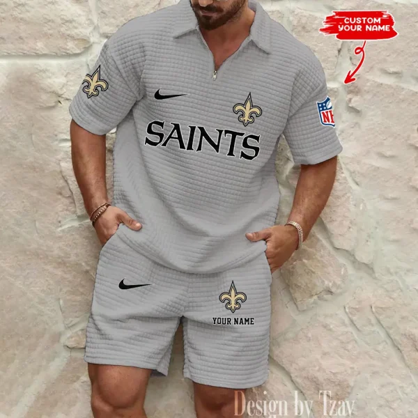New Orleans Saints Men's Waffle Knit Short Sleeve Slim Fit Soft Summer And Shorts BSPTWHZSS302 - Image 5