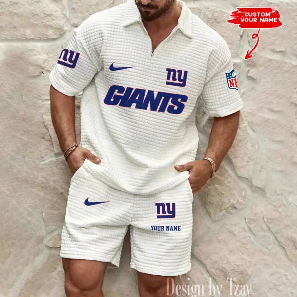 New York Giants Men's Waffle Knit Short Sleeve Slim Fit Soft Summer And Shorts BSPTWHZSS303 - Image 2
