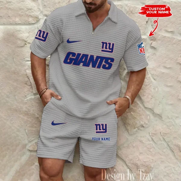 New York Giants Men's Waffle Knit Short Sleeve Slim Fit Soft Summer And Shorts BSPTWHZSS303 - Image 3