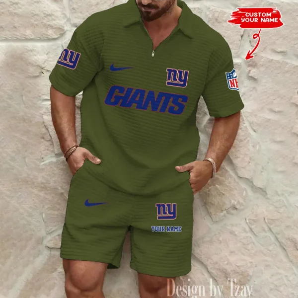 New York Giants Men's Waffle Knit Short Sleeve Slim Fit Soft Summer And Shorts BSPTWHZSS303 - Image 4