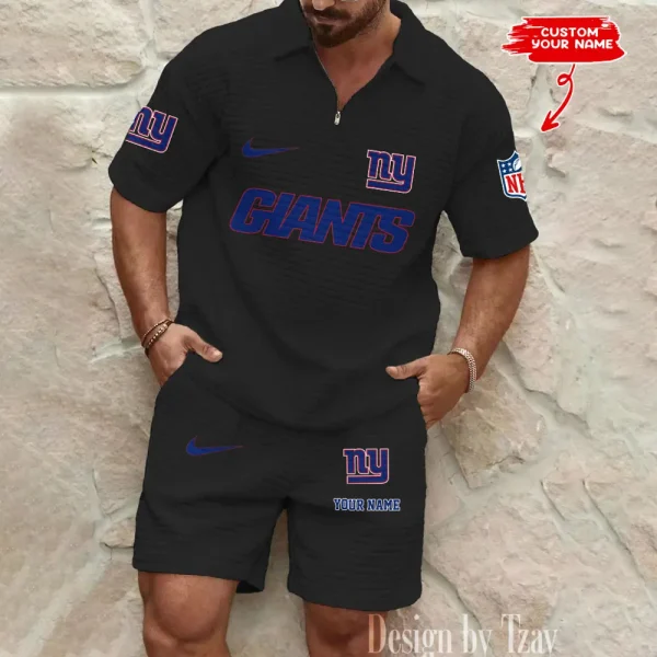 New York Giants Men's Waffle Knit Short Sleeve Slim Fit Soft Summer And Shorts BSPTWHZSS303 - Image 5