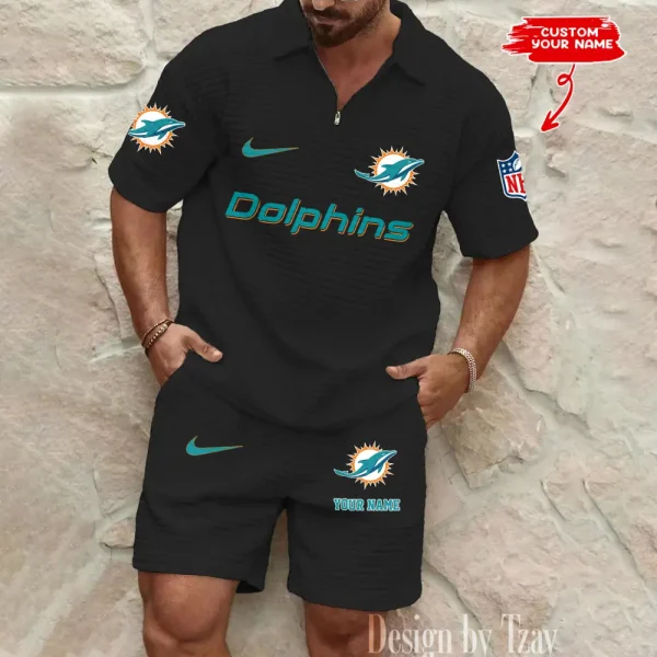 Miami Dolphins Men's Waffle Knit Short Sleeve Slim Fit Soft Summer And Shorts BSPTWHZSS299 - Image 5
