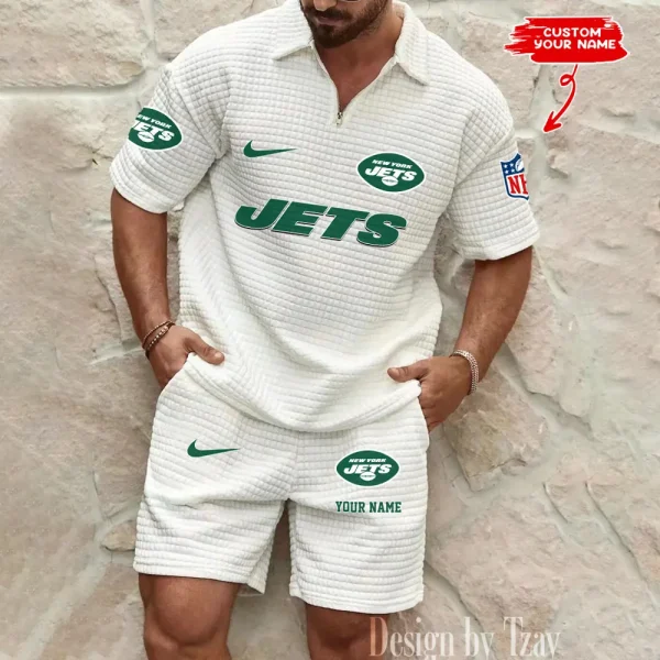 New York Jets Men's Waffle Knit Short Sleeve Slim Fit Soft Summer And Shorts BSPTWHZSS304 - Image 2