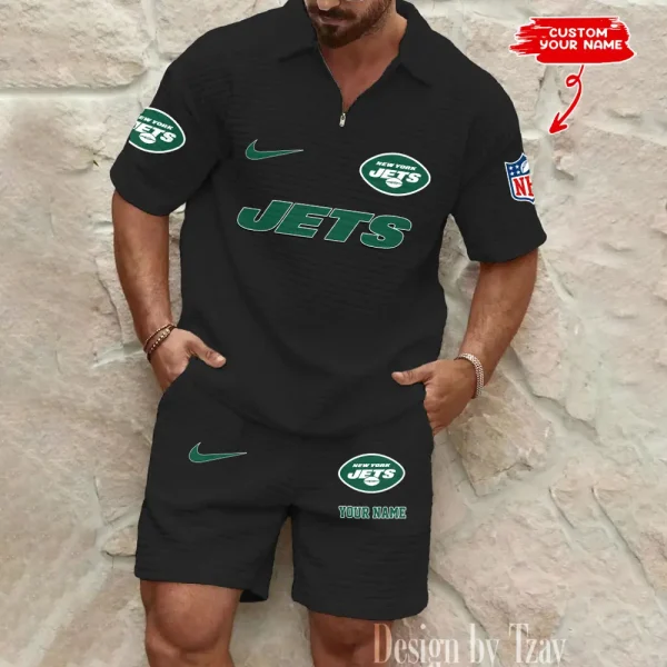 New York Jets Men's Waffle Knit Short Sleeve Slim Fit Soft Summer And Shorts BSPTWHZSS304 - Image 5