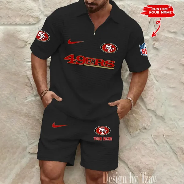 San Francisco 49ers Men's Waffle Knit Short Sleeve Slim Fit Soft Summer And Shorts BSPTWHZSS307 - Image 2
