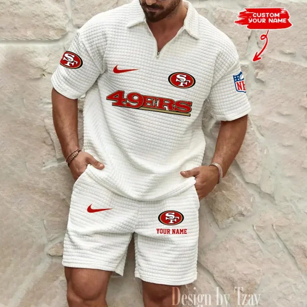 San Francisco 49ers Men's Waffle Knit Short Sleeve Slim Fit Soft Summer And Shorts BSPTWHZSS307