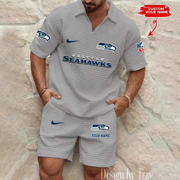 Seattle Seahawks Men's Waffle Knit Short Sleeve Slim Fit Soft Summer And Shorts BSPTWHZSS308