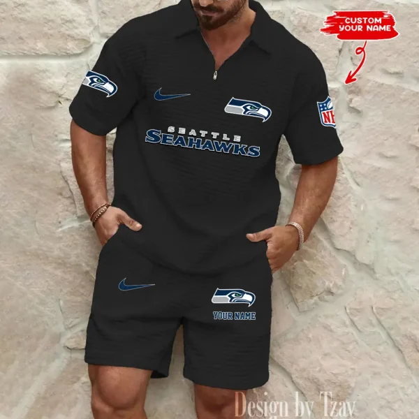 Seattle Seahawks Men's Waffle Knit Short Sleeve Slim Fit Soft Summer And Shorts BSPTWHZSS308 - Image 3