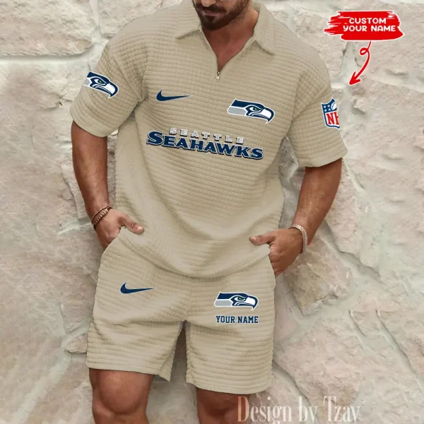 Seattle Seahawks Men's Waffle Knit Short Sleeve Slim Fit Soft Summer And Shorts BSPTWHZSS308 - Image 4