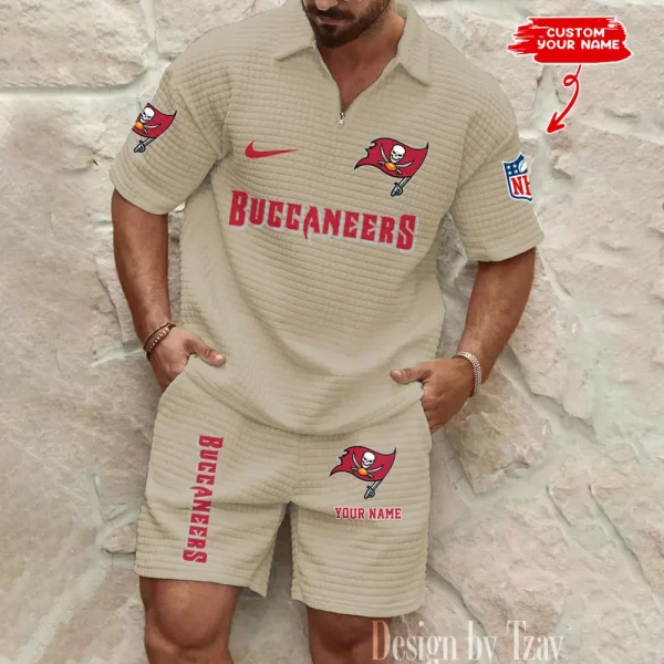 Tampa Bay Buccaneers Men's Waffle Knit Short Sleeve Slim Fit Soft Summer And Shorts BSPTWHZSS309 - Image 2