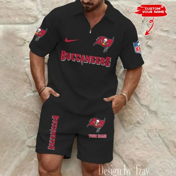 Tampa Bay Buccaneers Men's Waffle Knit Short Sleeve Slim Fit Soft Summer And Shorts BSPTWHZSS309