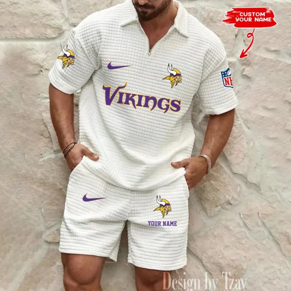 Minnesota Vikings Men's Waffle Knit Short Sleeve Slim Fit Soft Summer And Shorts BSPTWHZSS300