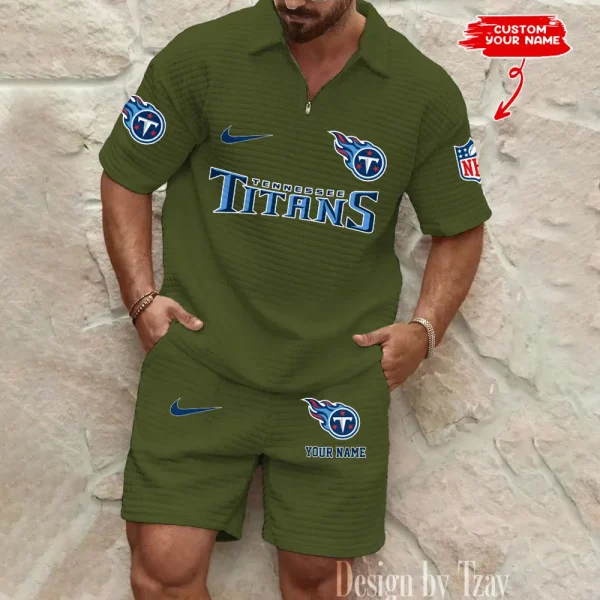 Tennessee Titans Men's Waffle Knit Short Sleeve Slim Fit Soft Summer And Shorts BSPTWHZSS310