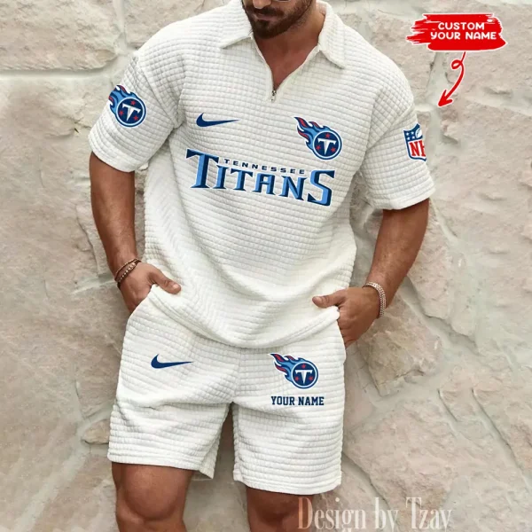 Tennessee Titans Men's Waffle Knit Short Sleeve Slim Fit Soft Summer And Shorts BSPTWHZSS310 - Image 3