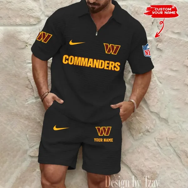 Washington Commanders Men's Waffle Knit Short Sleeve Slim Fit Soft Summer And Shorts BSPTWHZSS311