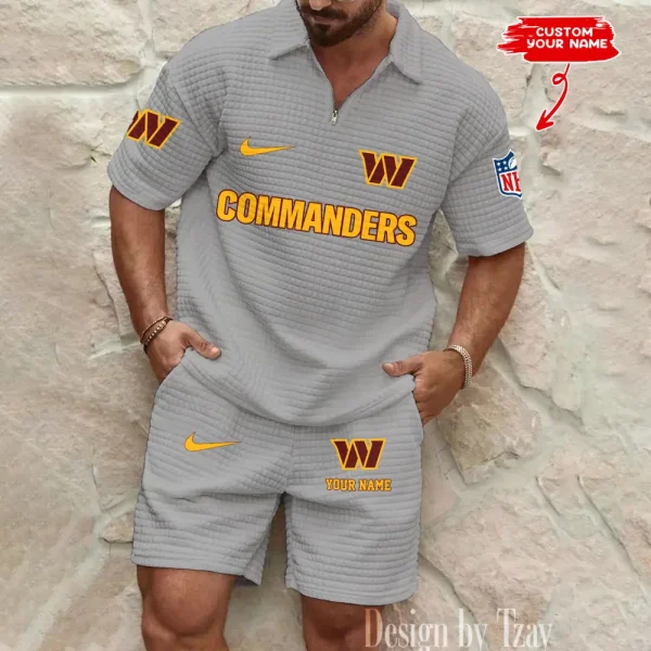 Washington Commanders Men's Waffle Knit Short Sleeve Slim Fit Soft Summer And Shorts BSPTWHZSS311 - Image 3