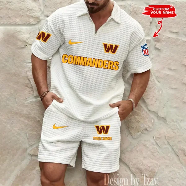 Washington Commanders Men's Waffle Knit Short Sleeve Slim Fit Soft Summer And Shorts BSPTWHZSS311 - Image 4