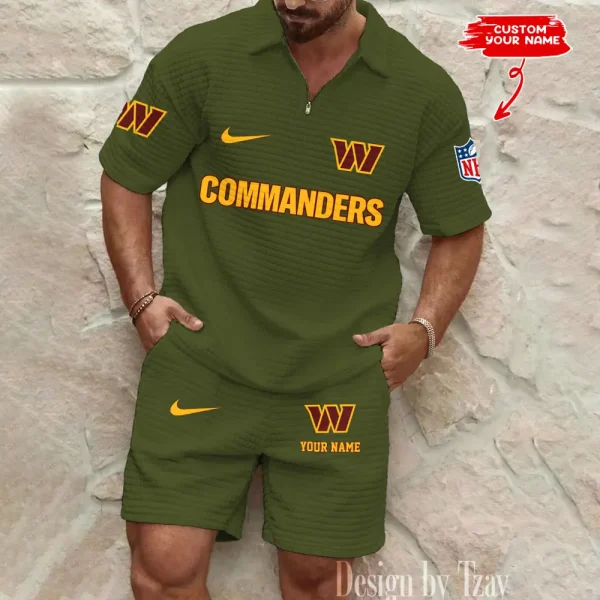 Washington Commanders Men's Waffle Knit Short Sleeve Slim Fit Soft Summer And Shorts BSPTWHZSS311 - Image 5