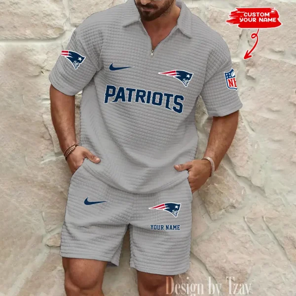 New England Patriots Men's Waffle Knit Short Sleeve Slim Fit Soft Summer And Shorts BSPTWHZSS301 - Image 2