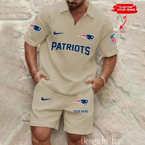 New England Patriots Men's Waffle Knit Short Sleeve Slim Fit Soft Summer And Shorts BSPTWHZSS301 - Image 3