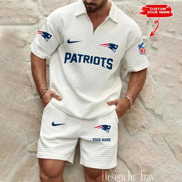 New England Patriots Men's Waffle Knit Short Sleeve Slim Fit Soft Summer And Shorts BSPTWHZSS301 - Image 4
