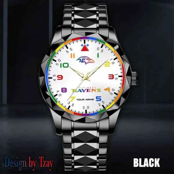 Baltimore Ravens Business Watch For Men Automatic Mechanical Stainless Steel Band 2025 SPTDMW579 - Image 4