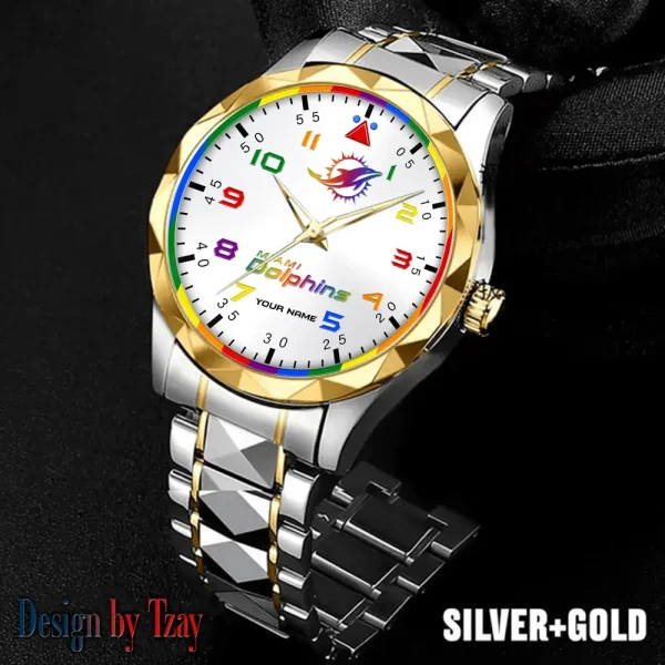 Miami Dolphins Business Watch For Men Automatic Mechanical Stainless Steel Band 2025 SPTDMW596