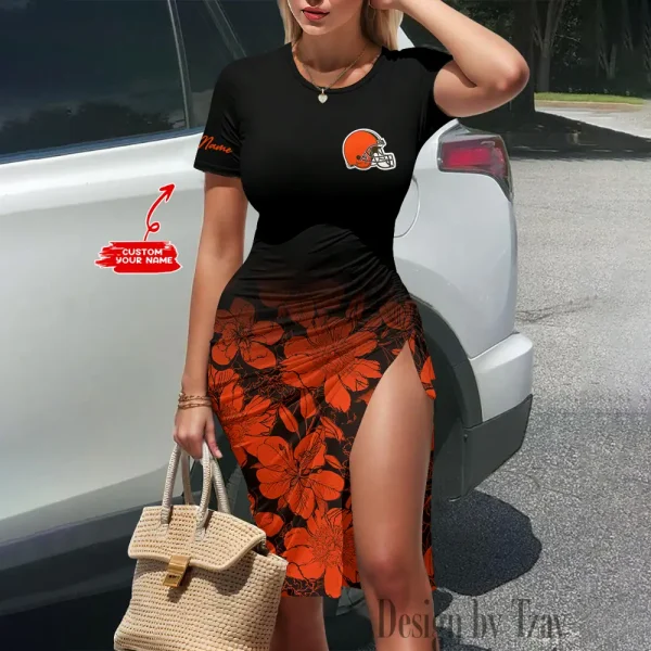 Cleveland Browns Women's Slit Bodycon Dress New 2025 S9SBD045