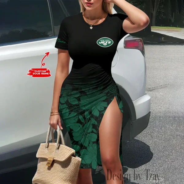 New York Jets Women's Slit Bodycon Dress New 2025 S9SBD062