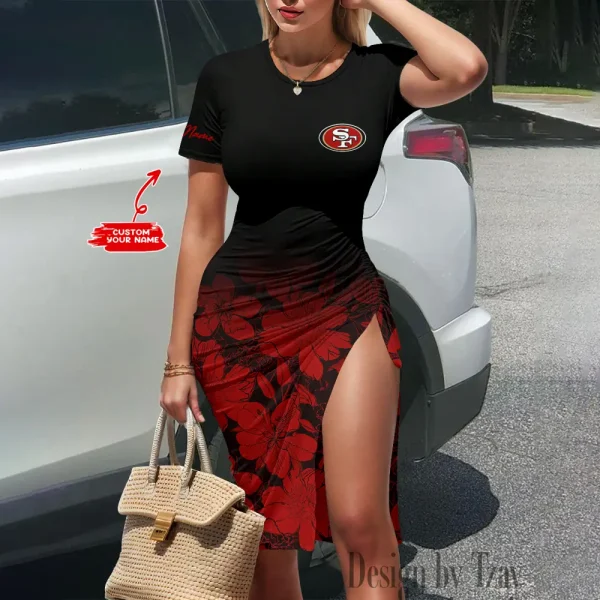 San Francisco 49ers Women's Slit Bodycon Dress New 2025 S9SBD065