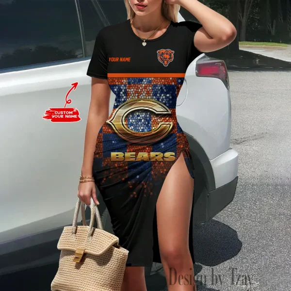 Chicago Bears Women's Slit Bodycon Dress New 2025 S9SBD075