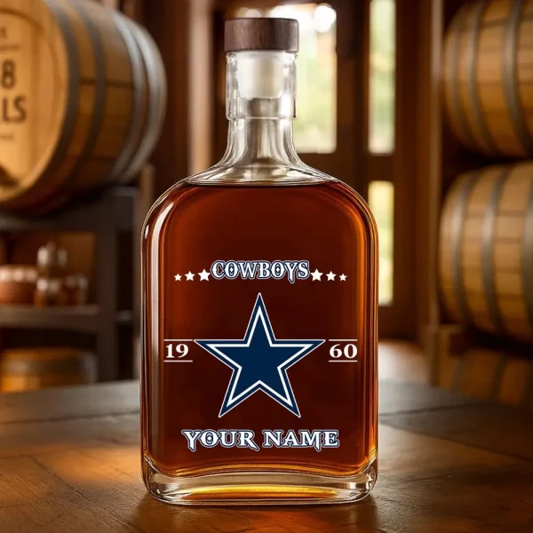 Dallas Cowboys NFL Personalized Whiskey Bottle Father's Day, Gift For Dad, Grandpa - Limited Edition SPTWHBL009 - Image 3