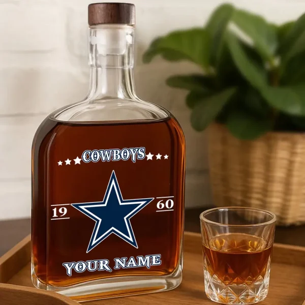 Dallas Cowboys NFL Personalized Whiskey Bottle Father's Day, Gift For Dad, Grandpa - Limited Edition SPTWHBL009