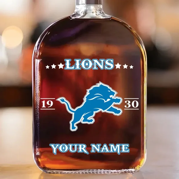 Detroit Lions NFL Personalized Whiskey Bottle Father's Day, Gift For Dad, Grandpa - Limited Edition SPTWHBL011 - Image 2