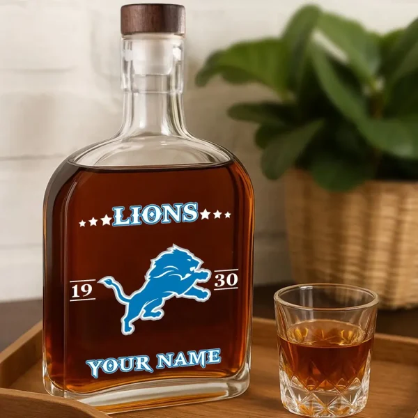 Detroit Lions NFL Personalized Whiskey Bottle Father's Day, Gift For Dad, Grandpa - Limited Edition SPTWHBL011