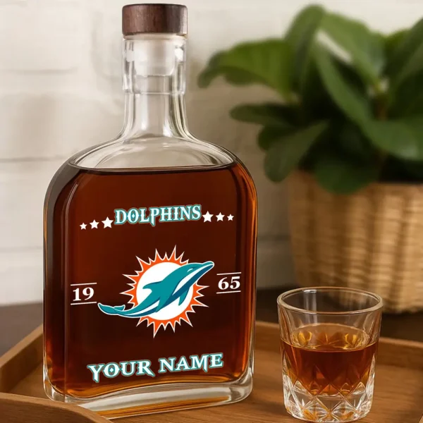 Miami Dolphins NFL Personalized Whiskey Bottle Father's Day, Gift For Dad, Grandpa - Limited Edition SPTWHBL020