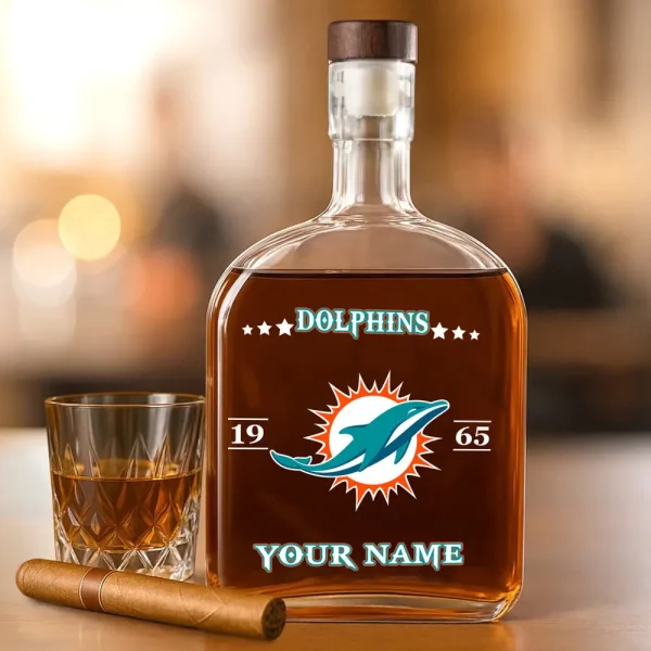Miami Dolphins NFL Personalized Whiskey Bottle Father's Day, Gift For Dad, Grandpa - Limited Edition SPTWHBL020 - Image 4