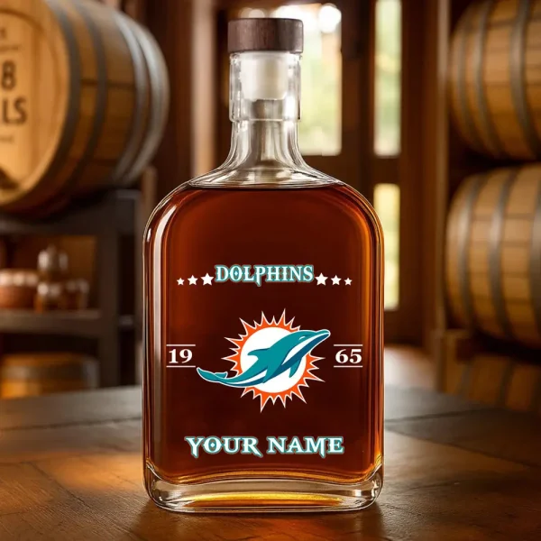Miami Dolphins NFL Personalized Whiskey Bottle Father's Day, Gift For Dad, Grandpa - Limited Edition SPTWHBL020 - Image 5