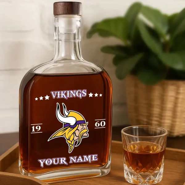 Minnesota Vikings NFL Personalized Whiskey Bottle Father's Day, Gift For Dad, Grandpa - Limited Edition SPTWHBL021