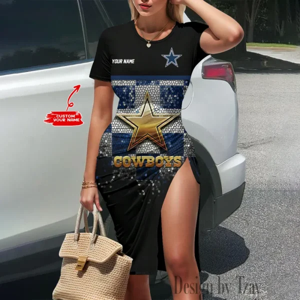 Dallas Cowboys Women's Slit Bodycon Dress New 2025 S9SBD078