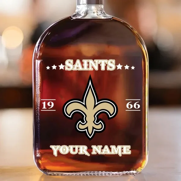 New Orleans Saints NFL Personalized Whiskey Bottle Father's Day, Gift For Dad, Grandpa - Limited Edition SPTWHBL023 - Image 2
