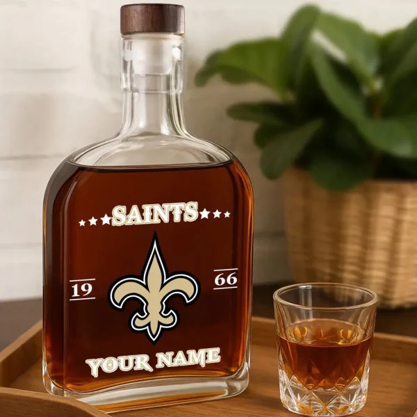 New Orleans Saints NFL Personalized Whiskey Bottle Father's Day, Gift For Dad, Grandpa - Limited Edition SPTWHBL023